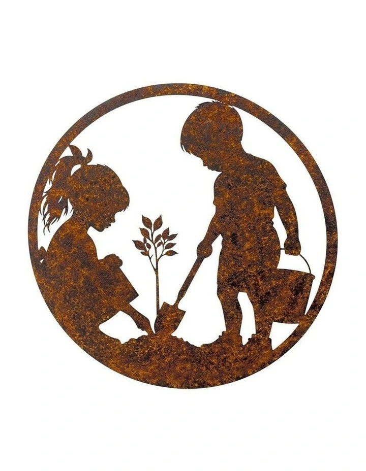 Laser Cut Kids in The Garden Wall Art 60x0.6x60cm in Brown image 5