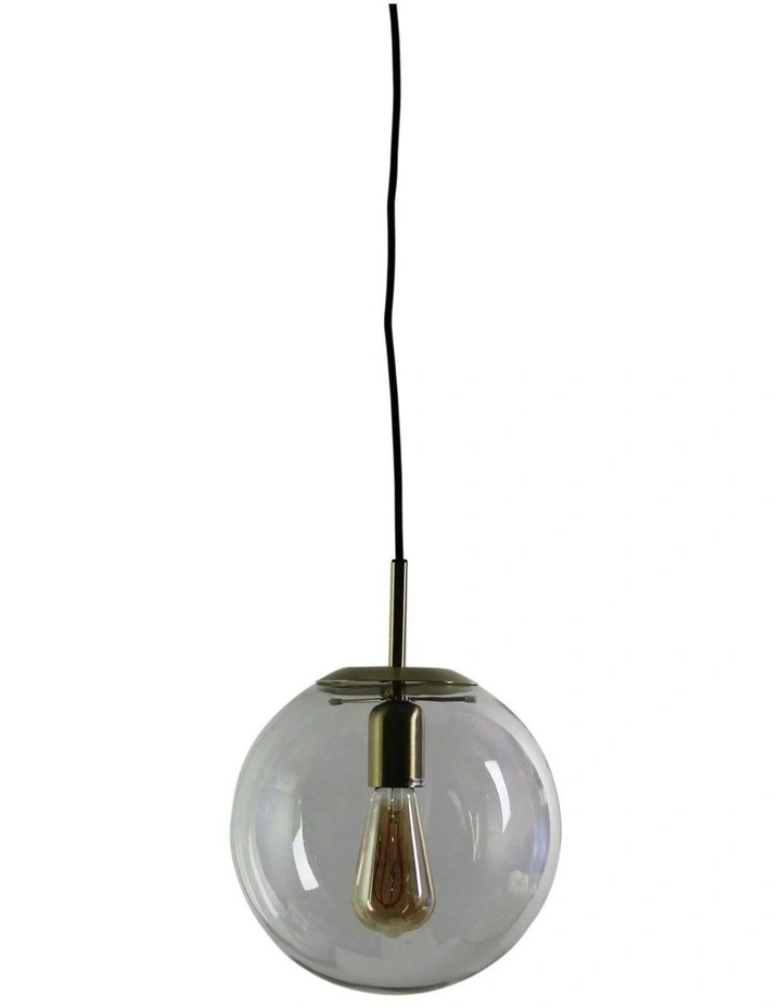Newton Contemporary Clear Glass Pendant Light 25cm in Gold image 1