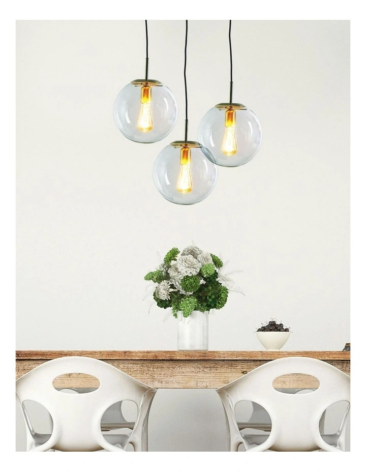 Newton Contemporary Clear Glass Pendant Light 25cm in Gold image 2