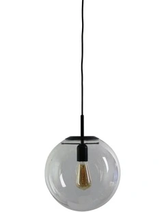 Newton Contemporary Clear Glass Pendant Light 30cm in Black