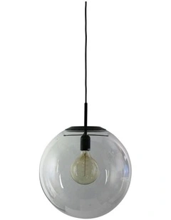Newton Contemporary Clear Glass Pendant Light 40cm Black