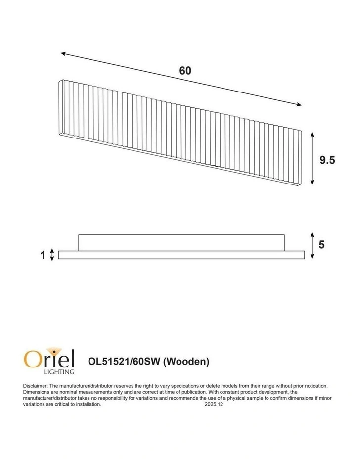 Rafter Scalloped Wood Tricolour LED Wall Light 60cm in Beige image 3