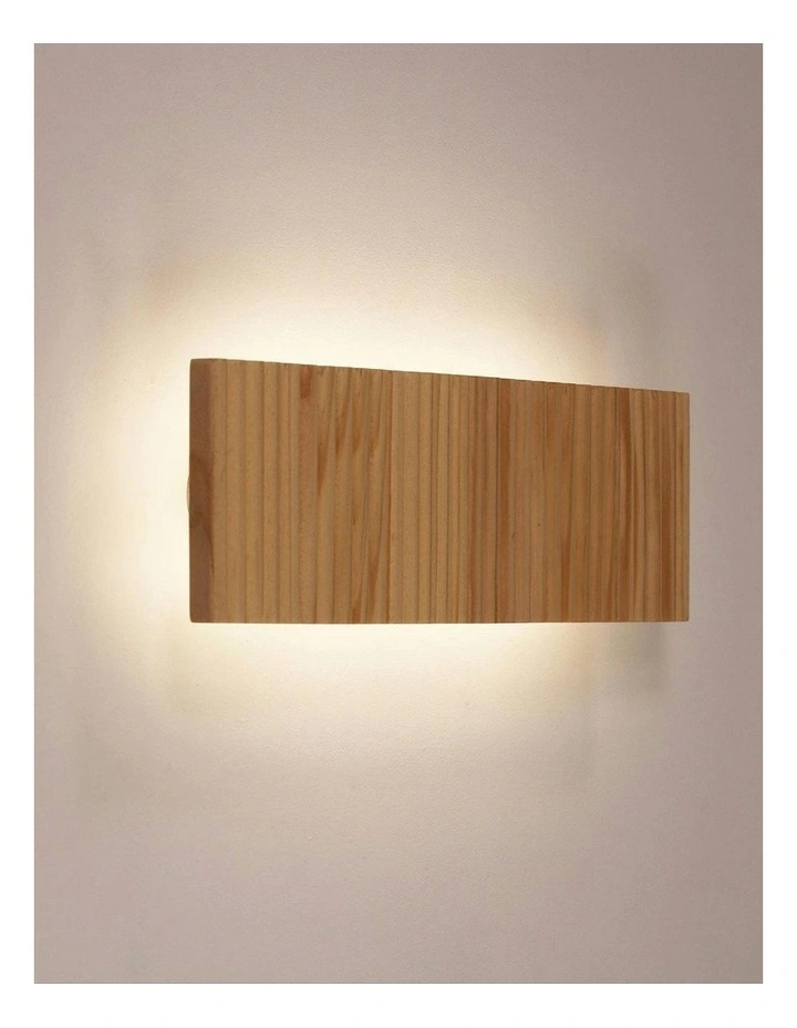 Rafter Scalloped Wood Tricolour LED Wall Light 30cm in Beige image 3