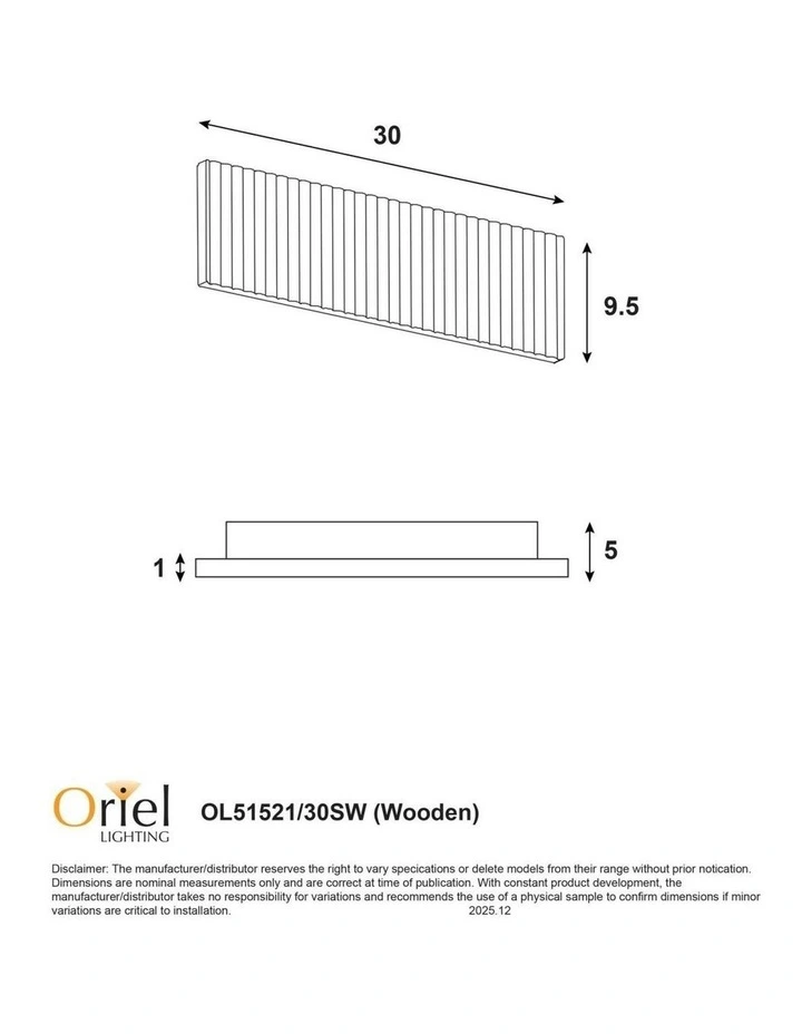 Rafter Scalloped Wood Tricolour LED Wall Light 30cm in Beige image 4