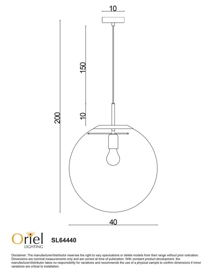 Newton Contemporary Glass Pendant Light 40cm in Clear image 3