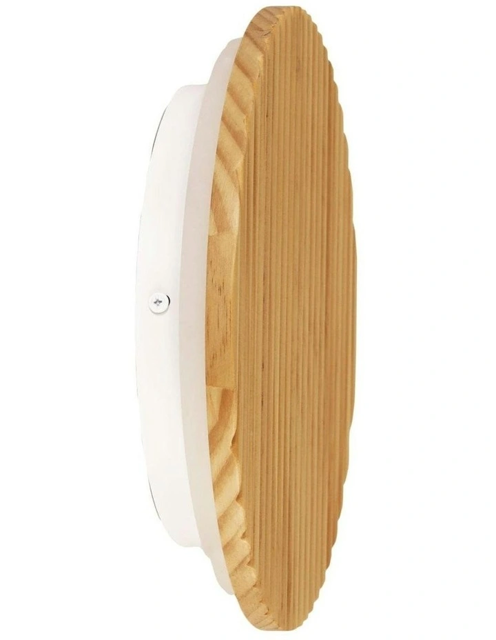 Dot Scalloped Wood Tri-Colour LED Wall Light 25cm in Beige image 1