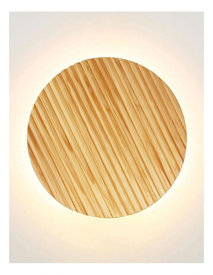 Dot Scalloped Wood Tri-Colour LED Wall Light 25cm in Beige image 3