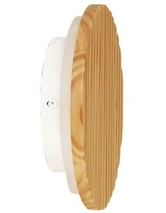Dot Scalloped Wood Tri-Colour LED Wall Light 20cm in Beige