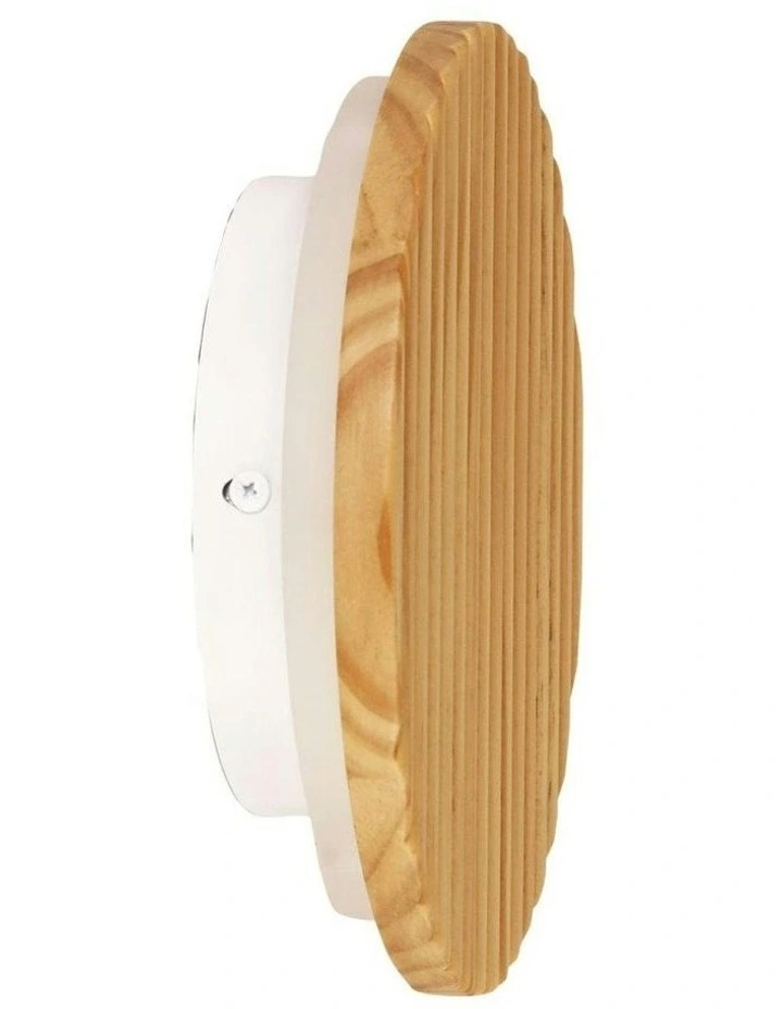 Dot Scalloped Wood Tri-Colour LED Wall Light 20cm in Beige image 1