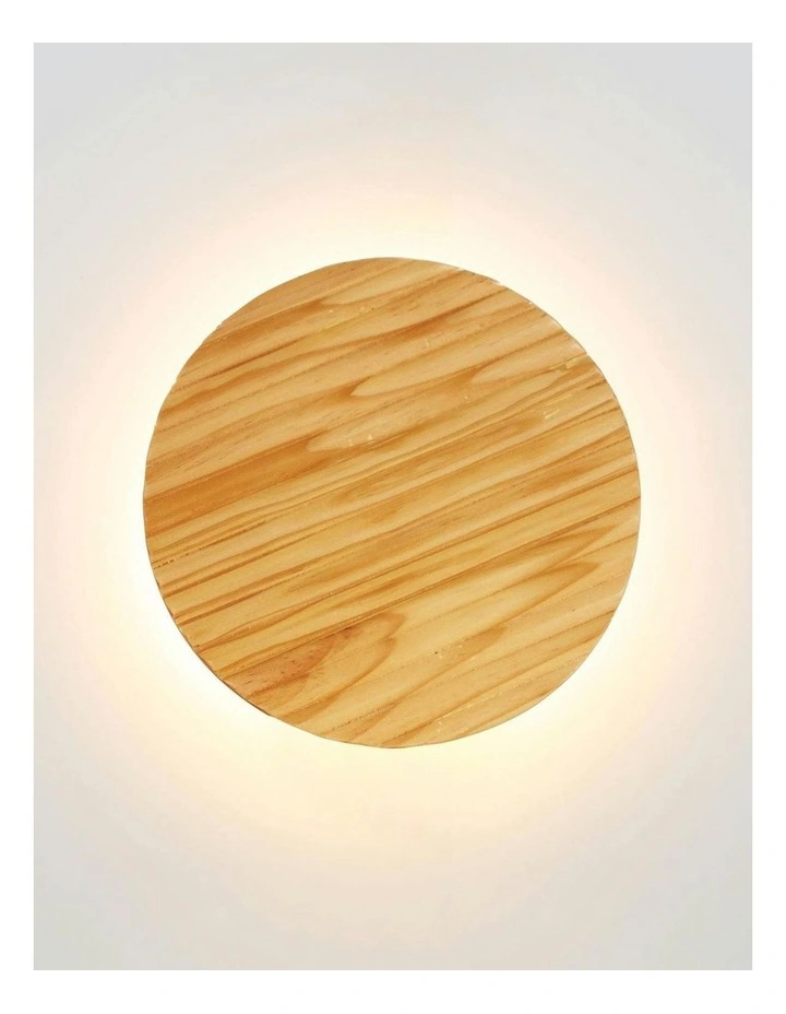 Dot Scalloped Wood Tri-Colour LED Wall Light 20cm in Beige image 3