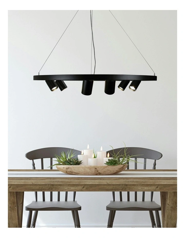 Pano 6 Light Pendant in Black image 2
