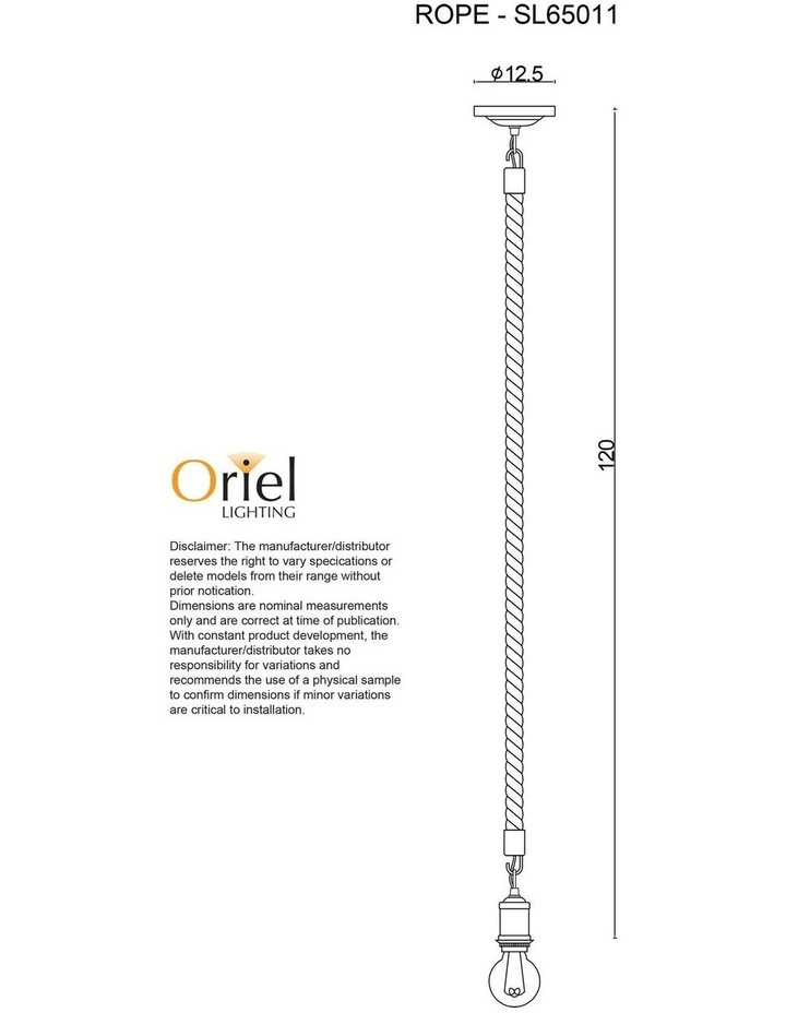 Rope Pendant Light 1.2m in Black image 3