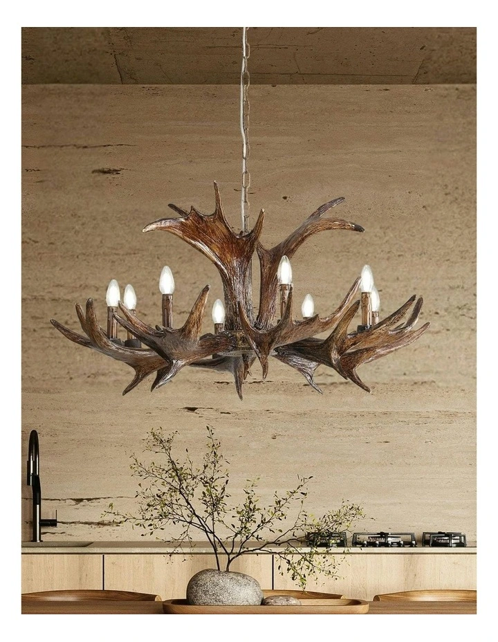 Ramure 8 Lits Deer Antler Designer Pendant Light in Natural image 3
