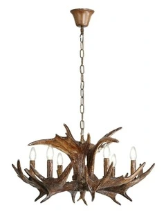 Ramure 6 Lits Deer Antler Designer Pendant Light in Beige