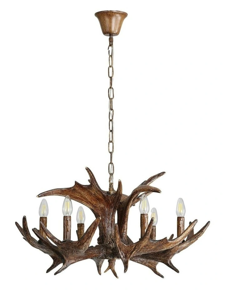 Ramure 6 Lits Deer Antler Designer Pendant Light in Beige image 2