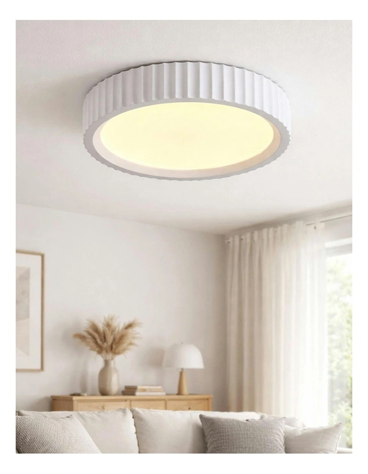Mallory Plaster Led Cct Large Ceiling Light in White image 7