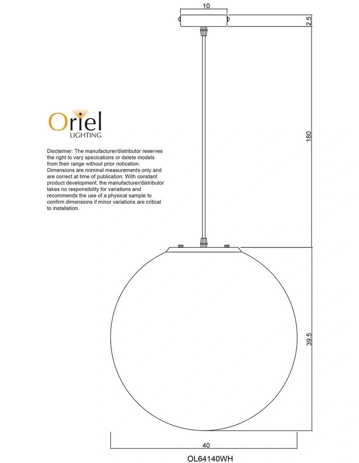 Phase Acrylic Sphere Pendant Light 40cm image 4
