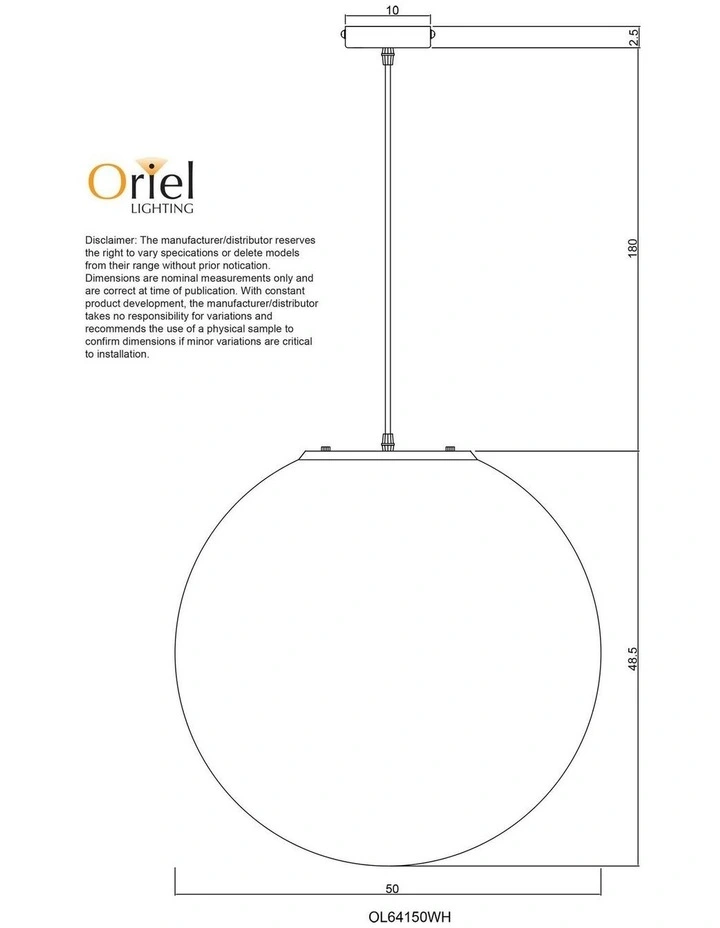 Phase Acrylic Sphere Pendant Light 50cm image 4