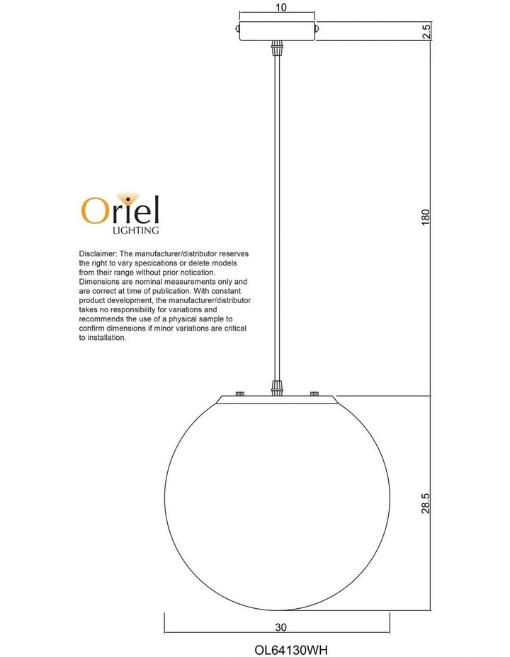 Phase Acrylic Sphere Pendant Light 30cm image 4