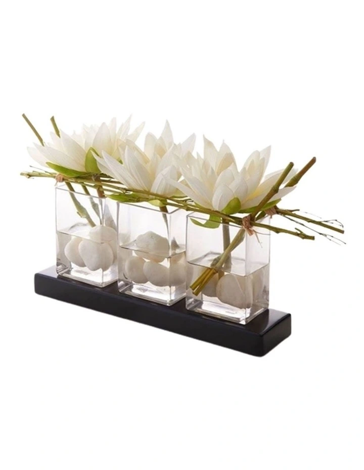 Luxury Lotus Floral Arrangement 50x25cm in White image 1