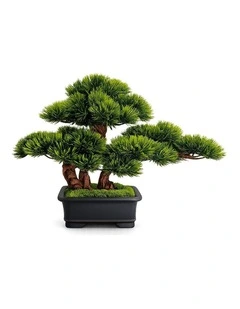 Real Wood Trunk Artificial Bonsai 39x30 in Green