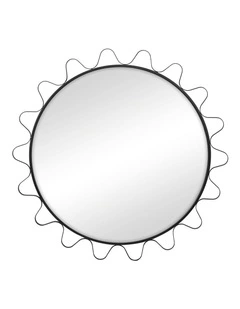 Aria Wavey Round Mirror 90cm in Black