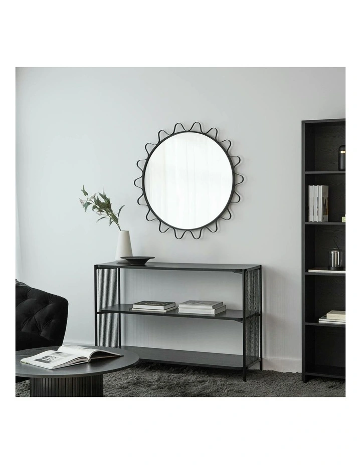 Aria Wavey Round Mirror 90cm in Black image 5