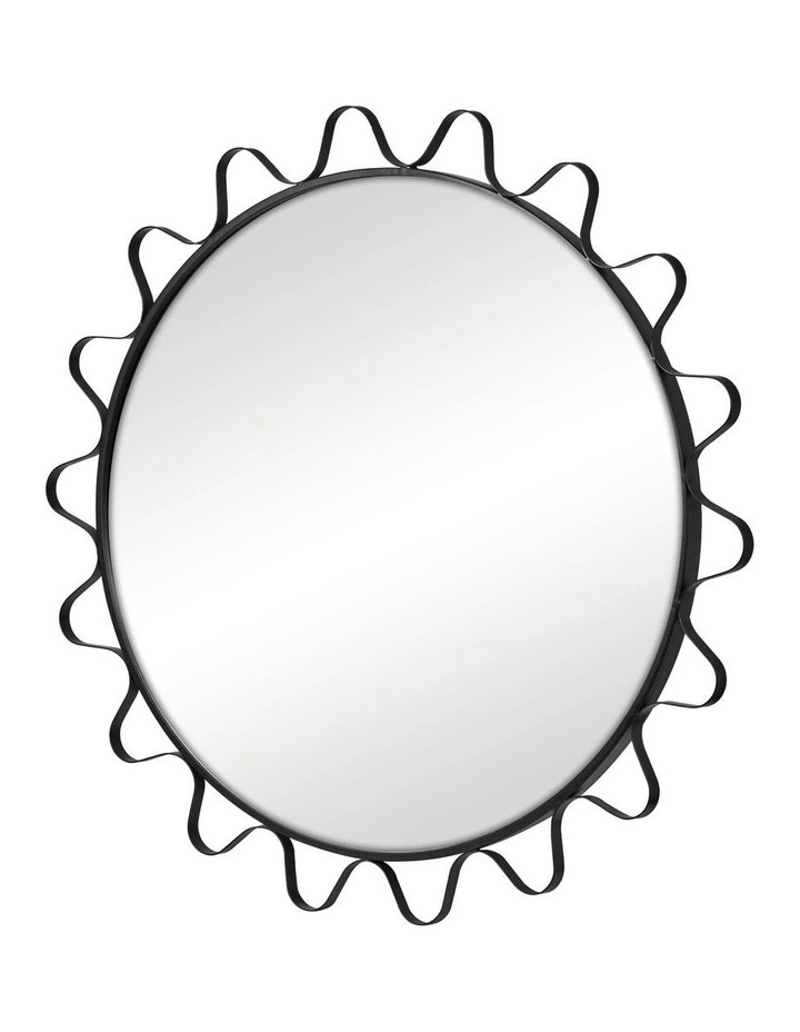 Aria Wavey Round Mirror 90cm in Black image 7