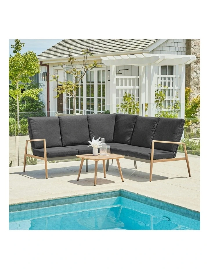 Cayo 3-piece Outdoor Corner Set in Charcoal and Natural image 2