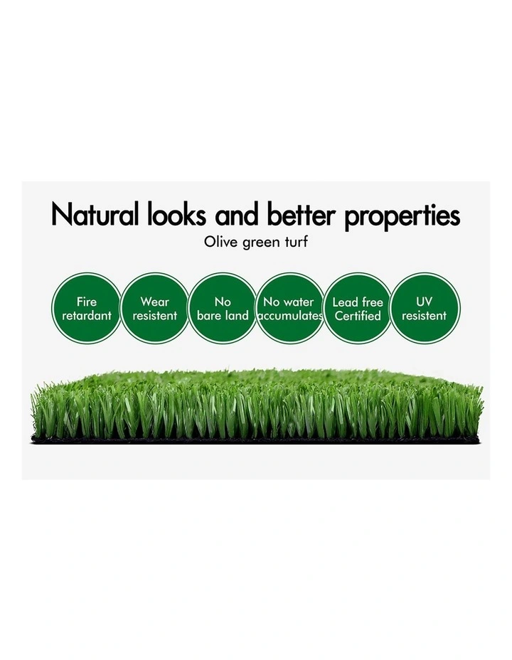 1mx10m Artificial Grass 18mm 40sqm Synthetic Turf Gloss Fake Lawn image 4