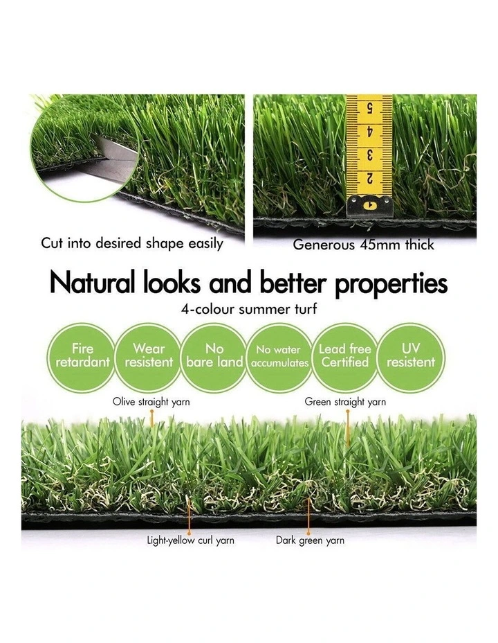 Artificial Grass 45mm 2x5m Synthetic Turf Fake Yarn Lawn image 3