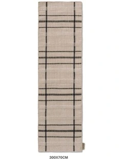 Zona Charcoal Line Outdoor Runner Rug 497605 in Grey