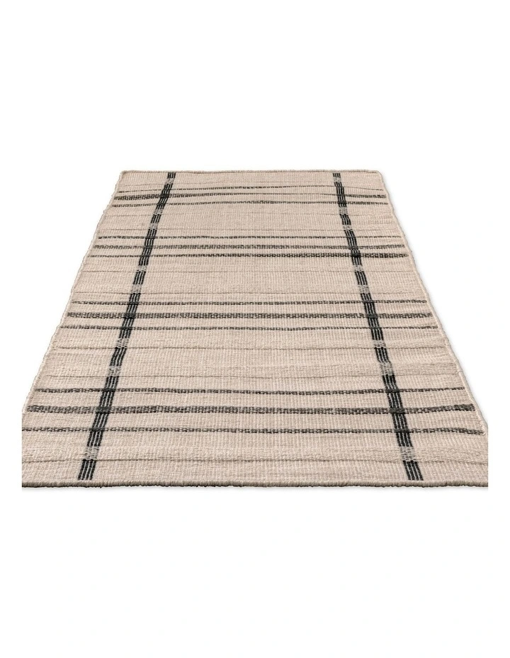 Zona Charcoal Line Outdoor Runner Rug 497605 in Grey image 3