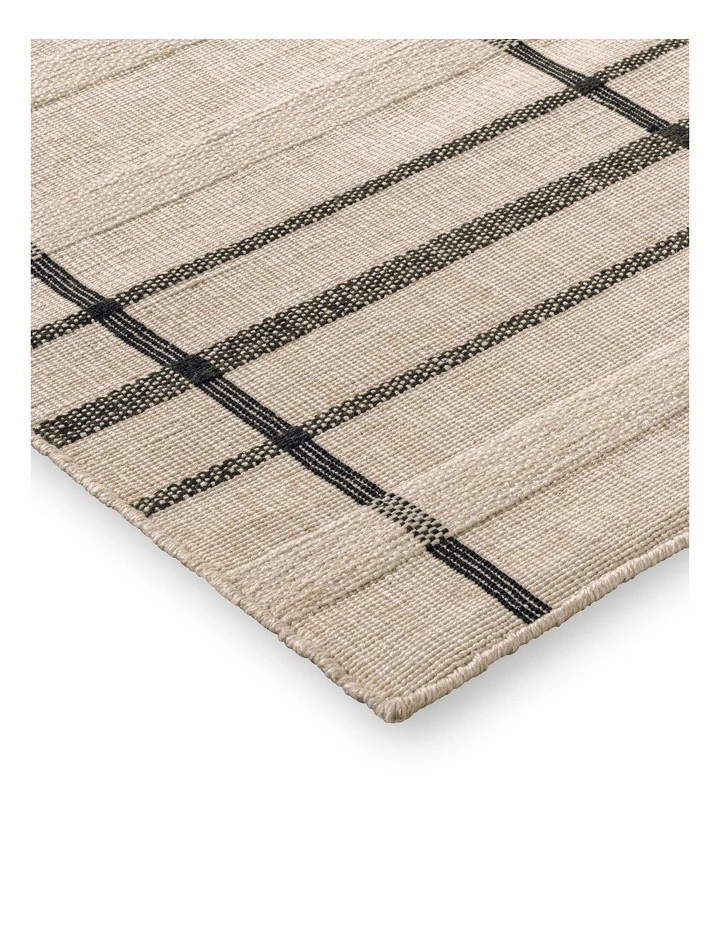 Zona Charcoal Line Outdoor Runner Rug 497605 in Grey image 4