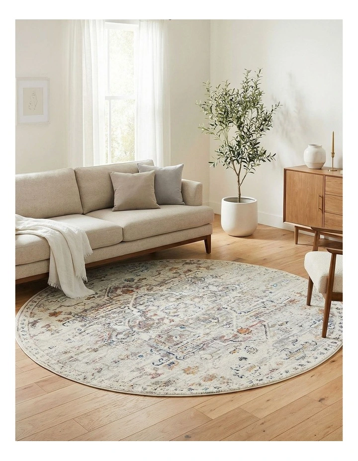 Century Round Rug 911 in White image 2