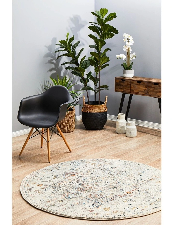 Century Round Rug 911 in White image 3