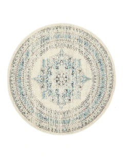 Century Round Rug 922 in White