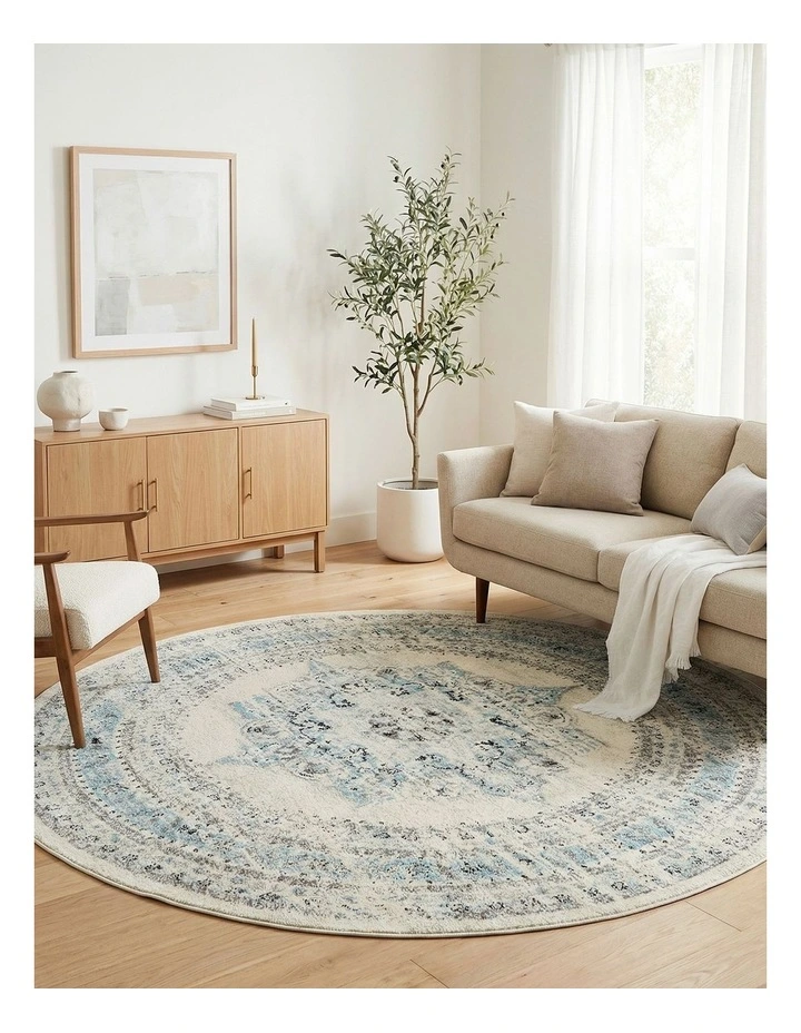 Century Round Rug  922 in White image 2