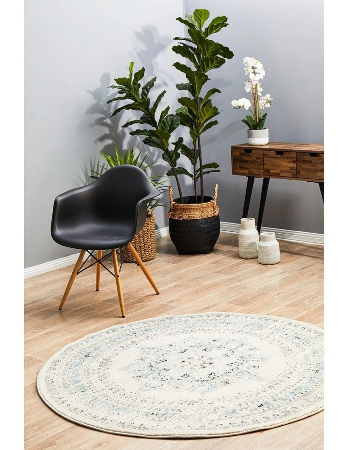 Century Round Rug  922 in White image 3