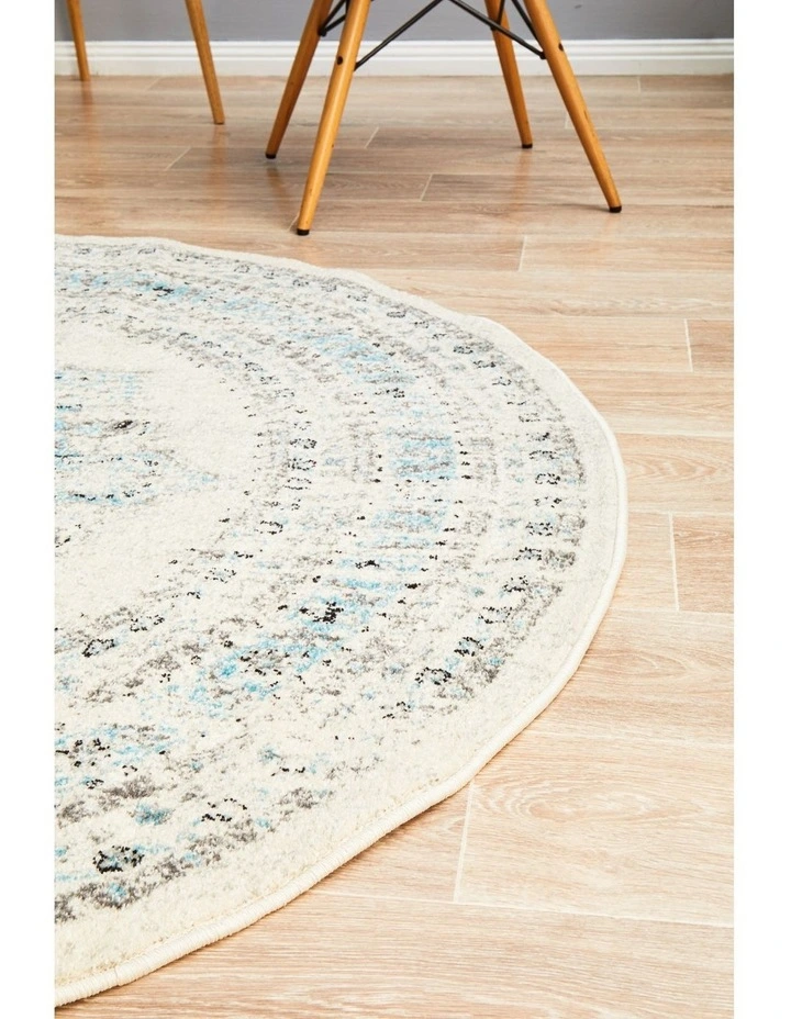Century Round Rug  922 in White image 6