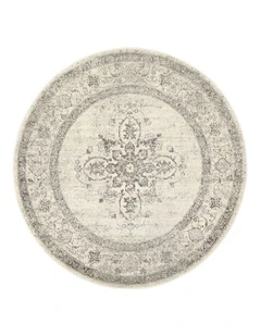 Century Round Rug 977 in Silver