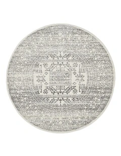 Chrome Addison Round Rug in Grey