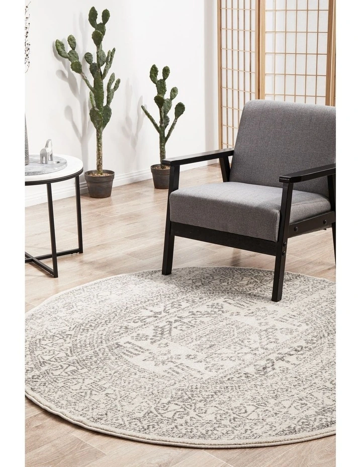 Chrome Addison Round Rug in Grey image 2