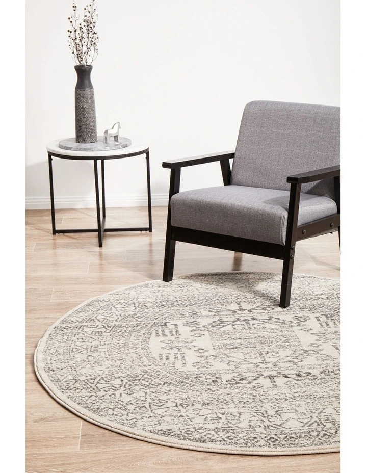 Chrome Addison Round Rug in Grey image 3
