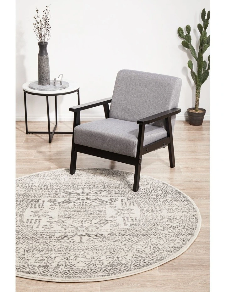 Chrome Addison Round Rug in Grey image 4