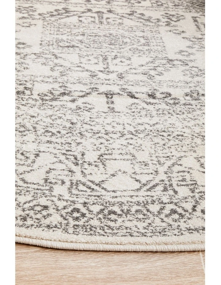 Chrome Addison Round Rug in Grey image 5