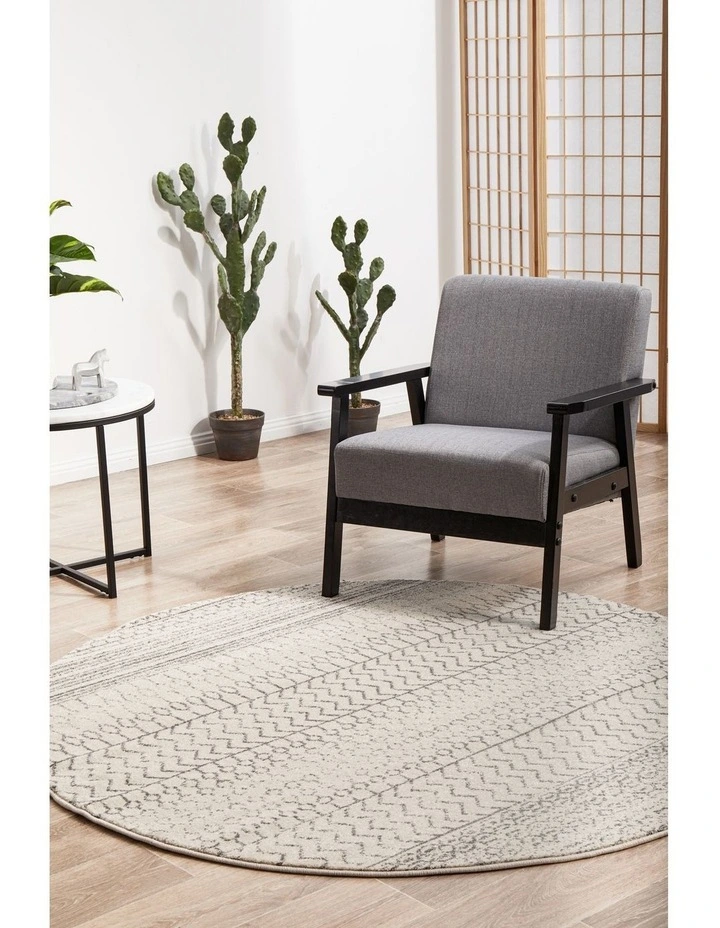Chrome Harper Round Rug in Silver image 2