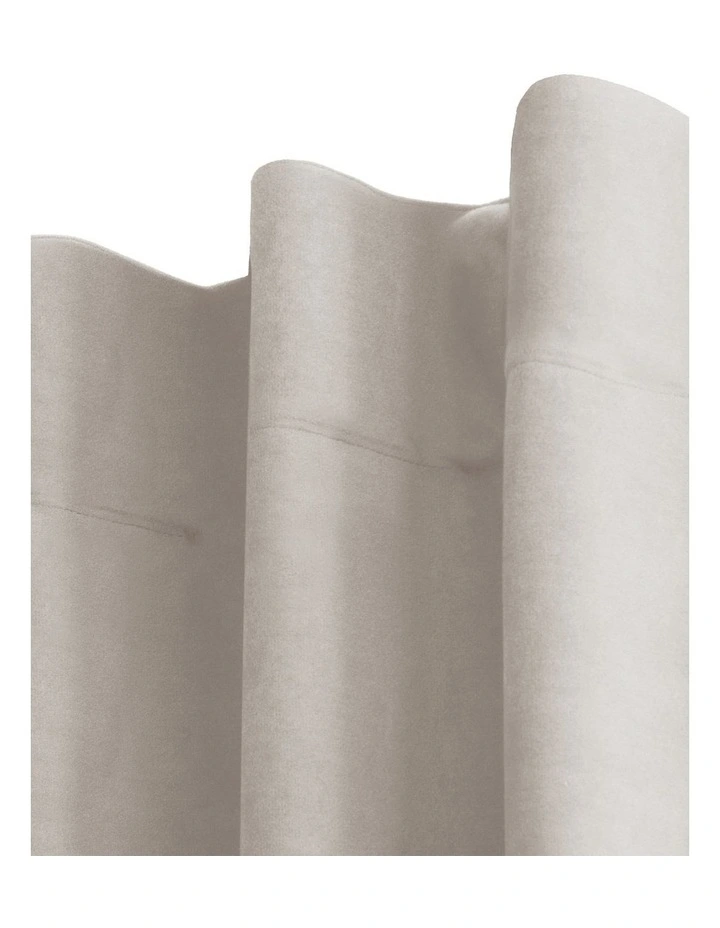 Byron Matte Velvet 100% Blockout Concealed Tab Top Curtains Pack of 2 in Oat image 3