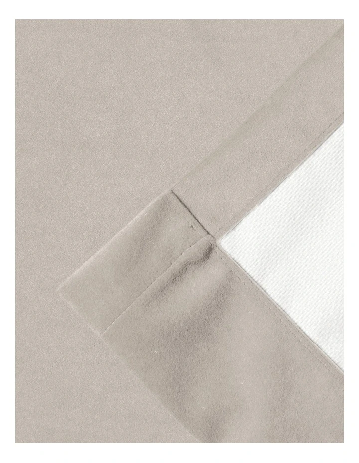 Byron Matte Velvet 100% Blockout Concealed Tab Top Curtains Pack of 2 in Oat image 6