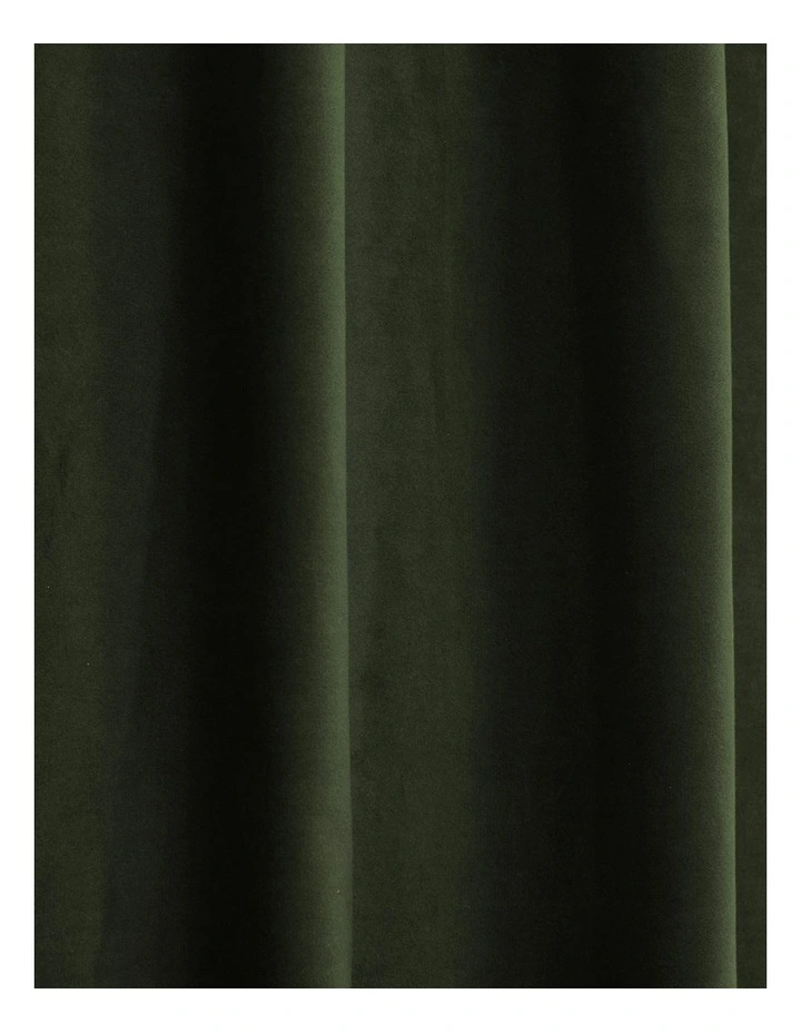 Byron Matte Velvet 100% Blockout Concealed Tab Top Curtains Pack of 2 in Olive image 5